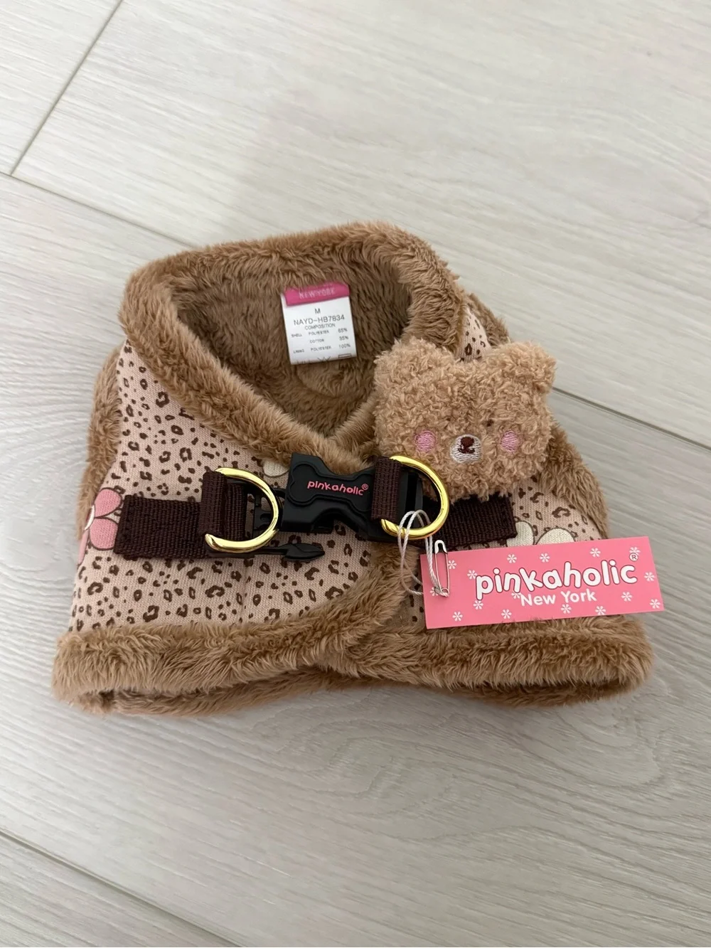 NWT PINKAHOLIC PLUSH DOG HARNESS